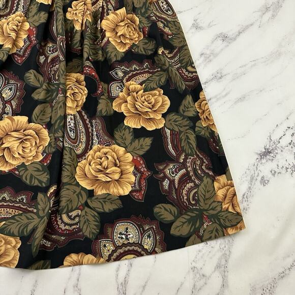 Kathie Lee Womens Vintage 90s Pleated Midi Skirt Size 16 Yellow Green Paisley - Picture 3 of 9